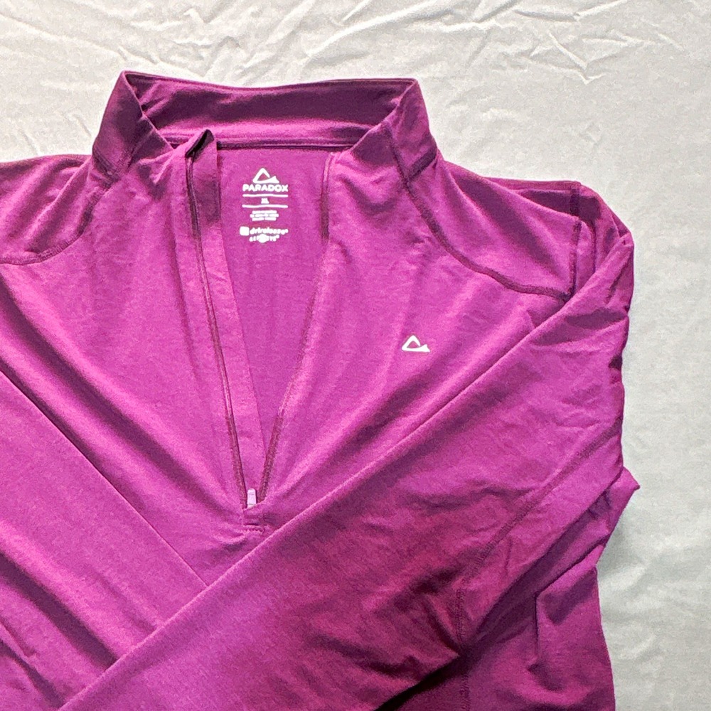 Paradox drirelease Women's XL Purple 1/4 Zip Mock Neck Long Sleeve Top